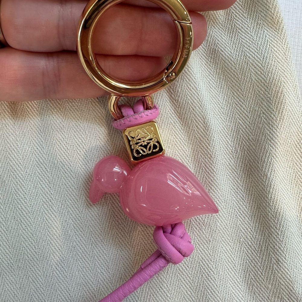 LOEWE flamingo charm in acetate and classic calfskin